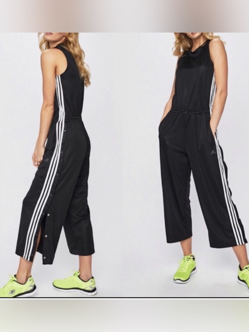 adidas Cropped Snap Leg Romper jumpsuit sz medium